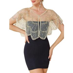 1920s Shawl Wraps for Women, Sequin Beaded Shawls and Wraps for Evening Dresses Party