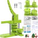 Button Maker Machine - Multiple Sizes 1.25in+2.25in, Kit for DIY Gifts, Button Press Machine with Free 200PCS 32-58mm Supplies & 2 Circle Cutter (Green 1.25+2.25 inch (200 Sets))