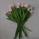 20pcs White Faux Tulips Flowers Fake Flowers Bouquets 13.5" Mother's Day Easter ValentineS Day Gifts in Home Kitchen Wedding Dining Table Decorations Aesthetic No Odor (White and Pink)