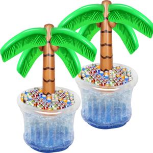 Zcaukya Inflatable Palm Tree Cooler, 60" Blow Up Palm Tree Cooler for Tropical Party Decorations, Hawaiian Party Supplies Pool Decorations