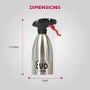 Evo Oil Sprayer 18/8 Stainless Steel, Non-Aerosol for Olive, Cooking Oils, and Vinegars, Silver, 16-Ounce Capacity
