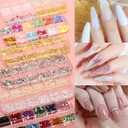 Nail Art Kit Nail Design Tools Kit Nail Art Brushes Set with Nail Stickers Nail Gems Almond Tips Nail Long Coffin False Nail Tips Nail Charms Dotting Tools Chrome Powder Nail Supplies Gifts for Girls
