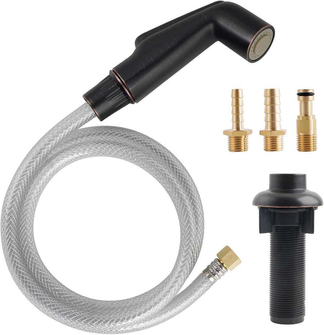 Hygie Rinse Oil Rubbed Bronze Kitchen Spray Attachment/Hose/Holder Set, Compatible with Moen/Delta Faucet, Kitchen Side Sprayer, 1/4'' Female Thread, ABS Plastic, 1-Pack