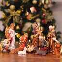 Zayton Nativity Set Christmas Indoor Figurines 11 pcs Nativity Scene Set 5.5“ Holy Family Miniatures Statue Crib Jesus Manger Ornament Church Xmas Gift Home Decoration