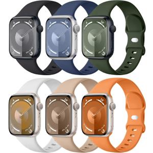 Maledan 6 Pack Bands Compatible for Apple Watch Band 38mm 40mm 41mm 42mm 44mm 45mm 46mm 49mm Women Men, Soft Silicone Sport Band Strap for iWatch Apple Watch Series 11 10 9 8 7 6 5 4 3 2 1 SE Ultra