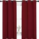 NICETOWN Holiday Christmas Decor Thermal Insulated Solid Grommet Blackout Curtains/Drapes for Living Room (1 Pair, 42 by 63 inches, Burgundy Red)