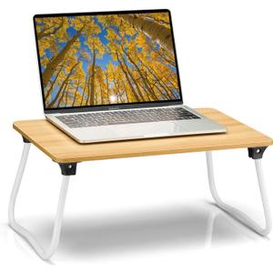 Ruxury Foldable Lap Desk Laptop Stand Bed Desk Table Tray, Breakfast Serving Tray, Portable & Lightweight Mini Table, Lap Tablet Desk for Sofa Couch Floor - Wood (Medium)