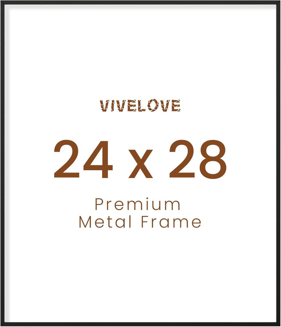 24x28 Metal Picture Frame, Black Aluminum Picture Frames with Tempered Glass, Wall Mounting Horizontally or Vertically, for Hanging Diploma, Certificates and Decor for Wall-1Pack (24x28-1P)