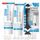 8Oz White Waterproof Caulk & Seal Silicone Sealant, Wadities Tile Grout Repair Kit with Grout Remove Scraper, Shrink & Crack Proof for Bathroom, Shower, Kitchen, Floor (4Oz, Pack of 2)