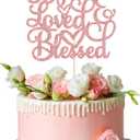 Gyufise 1Pc Rose Gold Glitter 60 Years Love and Blessed Cake Topper Cheers to 60 Years Happy 60th Cake Topper for 60th Birthday Wedding Anniversary Party Decoration Suppliers