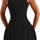 LuFeng Women's Summer Sexy Sleeveless Zipper Mock Neck Slim Fit A-line Mini Dress Bodycon Party Club Dress for Women (Black) Small