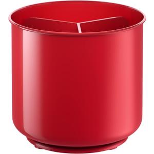 Extra Large Sturdy Rotating Red Utensil Holder Caddy with No-Tip Weighted Base, and Gripped Insert - Rust Proof and Dishwasher Safe Kitchen Utensils Holder