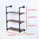 Industrial Pipe Shelving Wall Mounted,24in Rustic Metal Floating Shelves,Steampunk Real Wood Book Shelves,Wall Shelf Unit Bookshelf Hanging Wall Shelves,Farmhouse Kitchen Bar Shelving(3 Tier)