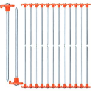 Yesland 20 Pack Tent Stake Heavy Duty, 10 Inch Non-Rust Metal Tent Pegs Ground Yard Stake Tent Spikes for Camping Patio, Garden, Canopies, Grassland, Outdoor, Hiking, Orange
