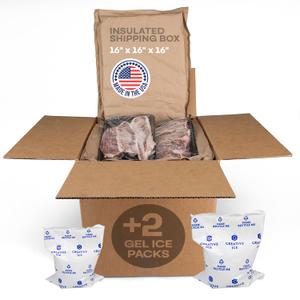 Insulated Thermal Shipping Box 16"x16"x16" with 2 Gel Ice Packs, Pack of 1 - USA-Made Cold Food Shipping Box with Absorb Condensation Thermal-Paper Liner - Frozen Food Shipping Kit by IDL Packaging