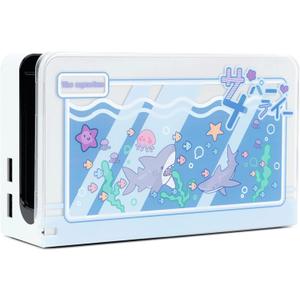 GeekShare Anti Scratch Switch OLED Dock Cover- Hard Faceplate Sleeve Pad for Switch OLED Dock- DIY Replacement Shell Compatible with Switch OLED Dock - Shark Party (for Switch OLED Model)