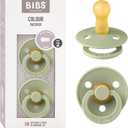 Bibs Pacifiers Color Collection, Set of 2 BPA-Free Latex Pacifiers Made in Europe, Round Nipple Baby Pacifier.