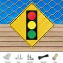 Traffic Light Signs 12 12 Inch Aluminum Pre-Drill Hole Crossing Signals Waterproof Metal Warning Signal