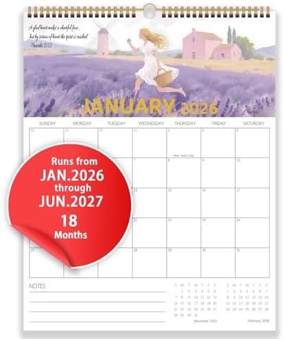Calendar 2026-2027, Monthly Desk Calendar from July 2026 to December 2027, 15" x 12", Large Desktop Calendar Monthly, Perfect for Home or Office, Bible