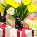 DUQGUHO Black Obsidian Bunny Decor Crystals Rabbit Statue Pocket Polished Natural Gemstone Crystals Figurines for Easter Decoration Office Room Desk Decor 1.5 Gifts for Women 1PC