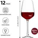 15oz Wine Glasses Set of 12, Thickened Stemmed Glasses for Red/White Wine, Heavy Base Clear Red Wine Glasses for Everyday, Wine Lovers, Parties, Gifts, Dishwasher Safe, 460ml, 12 Piece Set, Large