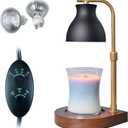 SOKCVSEA Candle Warmer Lamp - Candle Lamp Warmer with Timer Height Adjustable, Birthday Gifts for Mom Women, House Warming Gifts New Home Decor, Wax Melt Warmer with 2 Bulbs G.Black Gold