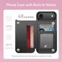 LETO for iPhone Air Wallet Case with Card Holder - Flip Folio Leather Kickstand - Fashionable Designs - Shockproof Protective Phone Cover for iPhone 17 Air Women and Girls - Black