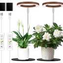 Yadoker 144 LEDs Plant Grow Light for Indoor Plant, Aluminum Walnut Wood Grain Desk LED Grow Light, Height Adjustable,6.3" Aluminum Housing, Automatic Timer with 8/12/16 Hours, 10-Level Brightness