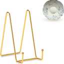 Hoewina Plate Stands for Display, Plate Holder Display Stands, Metal Frame holder stand for Book, Picture, Decorative Plate, Photo and Platter, Tabletop Art (6IN 5PCS-Gold)