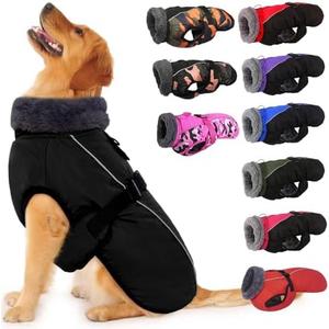 IECOii Extra Warm Reflective Dog Jacket - Adjustable Dog Winter Coat with Buckle & Soft Fleece for Small, Medium & Large Dogs, XL