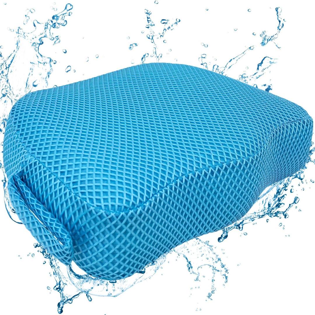 REEZEIVI Hot Tub Booster Seat for Adults,5 Inch Thick SPA Cushion,Weighted Hot Tub Cushion with Non-Slip Bottom,Quick Dry Spa seat,Washable 3D Mesh,Inflatable Hot Tub,Pool, Bathtub (Bue)