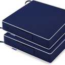 MIULEE Navy Blue 19 x 19 x 3 Outdoor Chair Cushions Waterproof Patio Chair Cushions with Adjustable Straps Set of 2 for Patio Furniture 3-Year Color Fastness Garden Sofa Couch