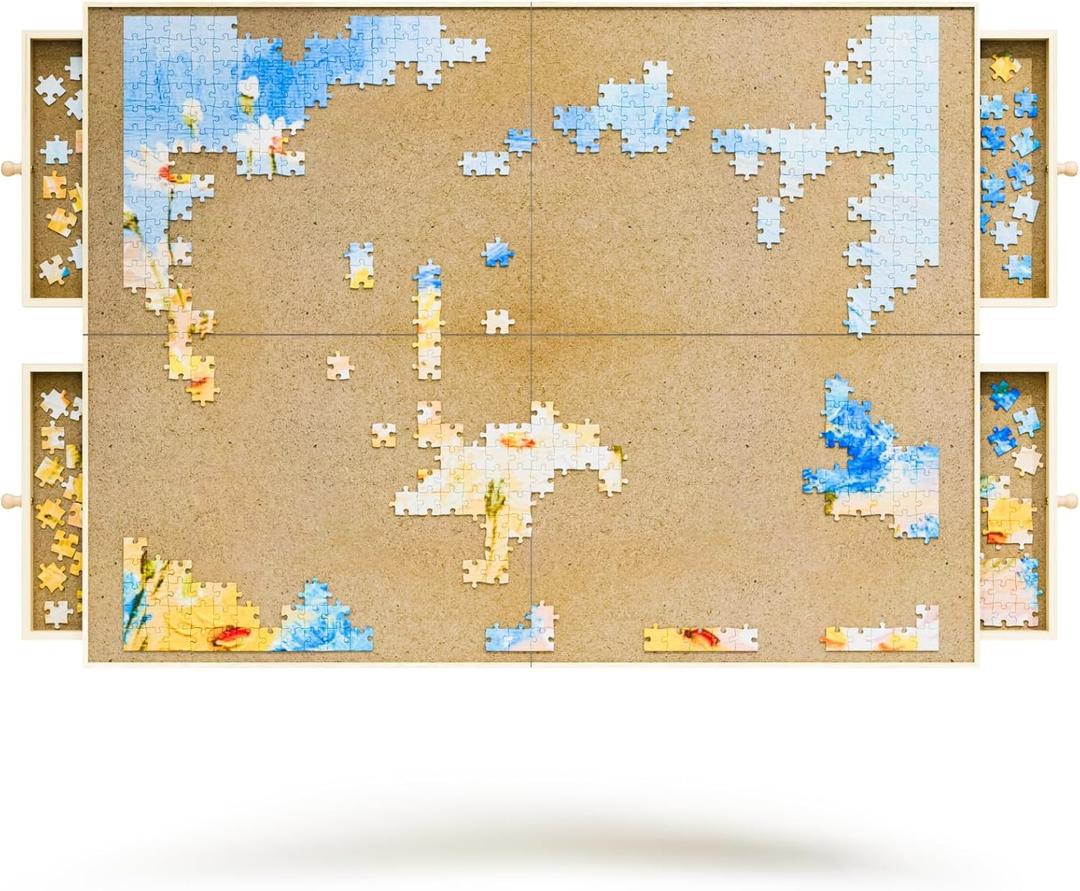 1500 Piece Rotating Puzzle Board, 25"x33" Jigsaw Puzzle Table with Drawer Storage and Puzzle CoverPortable Puzzle Board for Adults