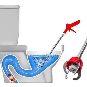 51 Inch Toilet Auger Snake with 4 Claw Grabber Fits Pipes 1.6 Inches or Larger Flexible Clog Removal Tool for Toilets and Drains
