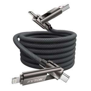 USB C Cable Fast Charging 60W iPhone Charger Cable 6FT, [Apple MFi Certified] USB to USBC to Lightning Cable 4 in 1 Charging Cable with Type C/USB A for iPhone 17/16/15/14/13/12/iPad/Android/MacBook