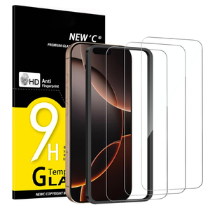 NEW'C 3 Pack Designed for iPhone 17/17 Pro,iPhone 16 Pro Screen Protector (6.3 inches), Enhanced Tempered Glass Protection with easy installation tool included, Case Friendly
