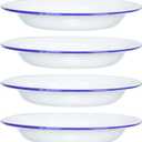Luxshiny 4-Piece Enamel Plates Set Flat Edge Decorative Dinnerware for Fruits Snacks and Desserts 5.46 Inch Retro Style Enamelware for Home Picnic and Hotel Use