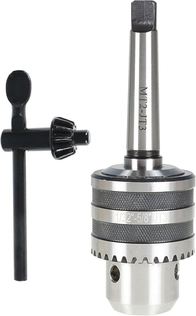 findmall 1/32-5/8 Heavy Duty Drill Chuck with MT2 Shank Chuck Key Fit for Various Lathes