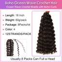 8Packs Curly Crochet Hair Boho Ocean Wave Crochet Hair 18Inch Pre Looped Crochet Hair for Black Women Pre Twisted Bench Curl Crotchet Hair(4#, 18inch)