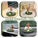 CusDusk Cow Farm Car Dashboard Decor Set, Simulation Miniature Farm Cow Resin Animal Figurines Ornaments with Round Grass, Automotive Interior Accessories for Vehicles, SUV, Truck, Van