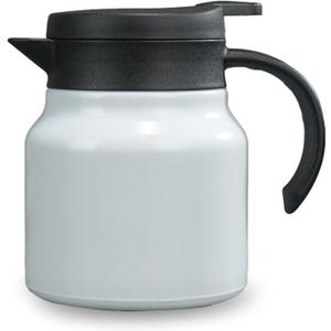 27 oz Single Stainless Steel Thermal Coffee Carafe, Double Wall Vacuum Insulated Creamer Container, Beverage Dispenser for Milk and Hot Chocolate, Tea Pot. (White)