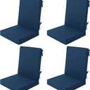 Outdoor Chair Cushions 20x20, Water-Resistant & Fade-Resistant, Patio Furniture Lawn Dining Chair Seat Replacement with High Back, Ties Zipper, Removable Cover, Set of 4, Navy Blue
