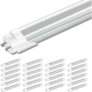 24 Pack T8 LED Bulbs 4 Foot, Daylight 6000K, 40 watt Equivalent, Ballast Bypass, Dual Ended Type B Light Tube, LED Fluorescent Tube Replacement T8 T12, Not-dimmable