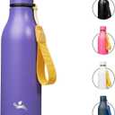 Insulated Water Bottle with Strap,18 oz Double Wall Stainless Steel Vacuum Bottles Metal Water Flask,Purple