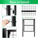 Heavy-Duty Rustproof Wire Mesh Fence Gate, 59.06in(H) x42.13in(W), Outdoor Gate with 19.6in Stable Insertion Posts, Easy DIY, Pet Containment/Garden/Yard/Patio (Black 1)
