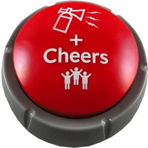 Airhorn Can Sound Button with Applause and Cheers, Funny Easy Button, Noise Maker Buzzer for Office, Sporting Event, Dance Party, Fun Classroom, Desk Toy, Gag Birthday Gift, Gadget for Teens, DJ HYPE