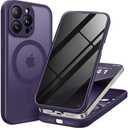 BERFY Magnetic for iPhone 14 Pro Max Case, Compatible with MagSafe,Built-in Privacy Screen Protector and Upgraded Camera Protection,Anti-Spy Full Body Shockproof Phone Case for 14 Pro Max 6.7", Purple