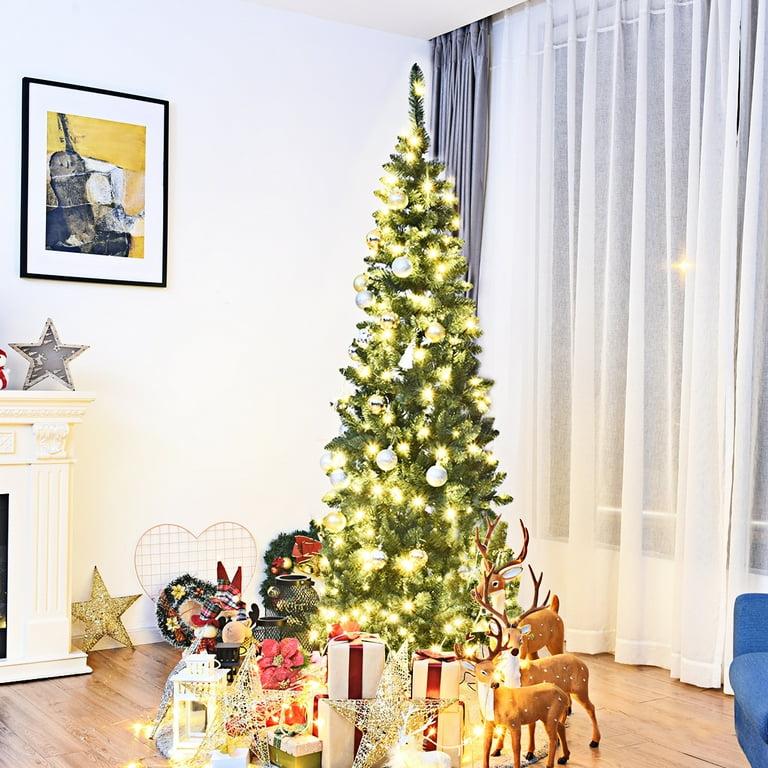 7.5ft Pre-Lit Hinged Pencil Christmas Tree 350 White Lights