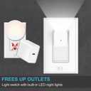 4 Pack Illuminated Light Switch, Lightswitch with LED Night Light, Automatic On/Off Sensor, Single Pole Switch, 15Amp 120/277Volt,White