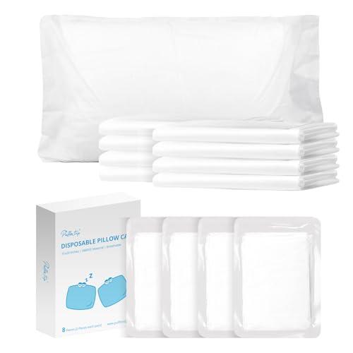 8 Pcs Disposable Pillowcases 31.5 x 20 inches SMMSS Non Woven Fabric Individually Vacuum Packed Portable Lightweight Breathable Large Size Pillow Case for Travel Business Trip Hotel Spa Hospital Stay